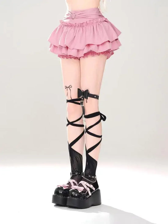 Pink A- line Mini Skirt Women's Summer 2024 New Style Puffy Slimming Cake Skirt A- line Pleated Dress Lightweight Fashion - Tasawoq