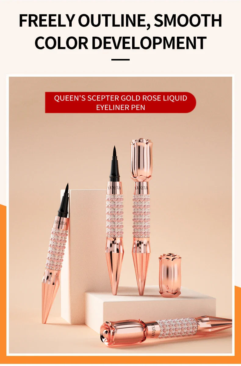 YANQINA Precision Liquid Eyeliner Pen - Long-lasting, Waterproof, Transfer-proof, Quick-Dry Black Eyeliner with Sparkling Design - Tasawoq