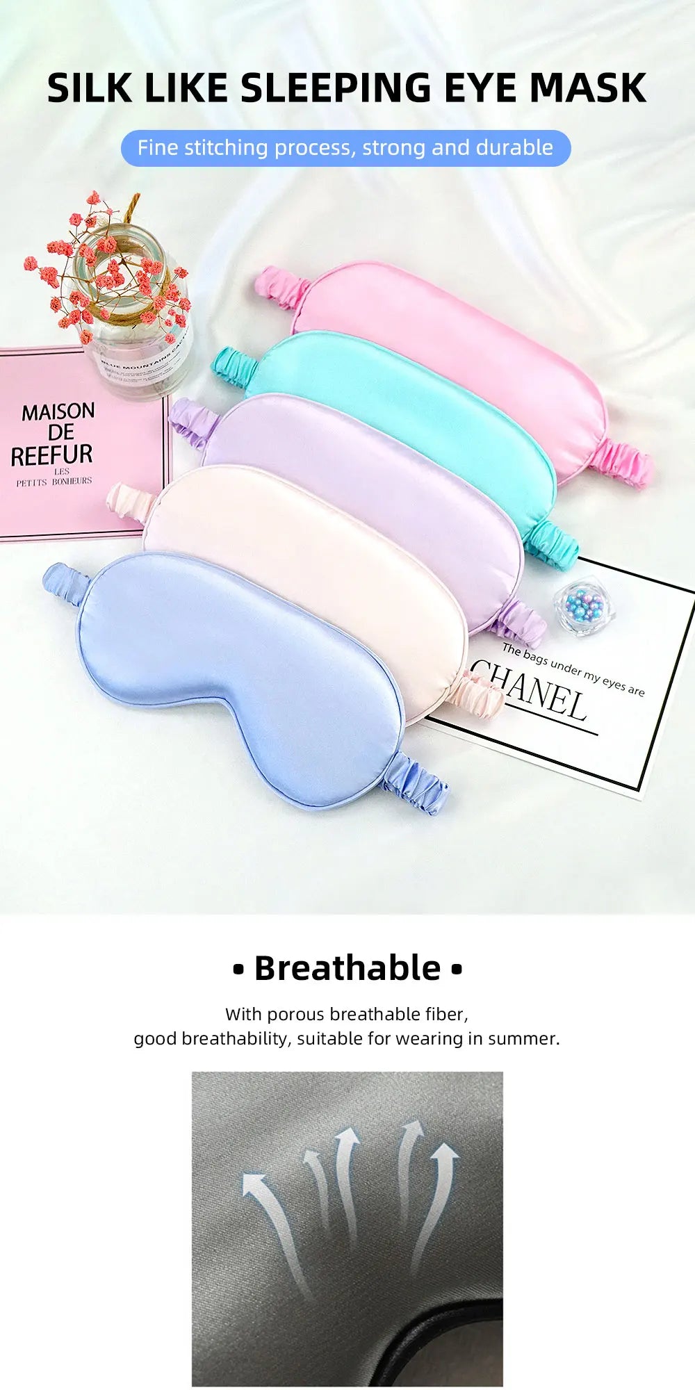 Imitated Silk Eye Patch Shading Sleep Eye Mask Eyepatch Travel Relax Cover Eyeshade Health Sleeping Shield Soft Eye Care Tools - Tasawoq