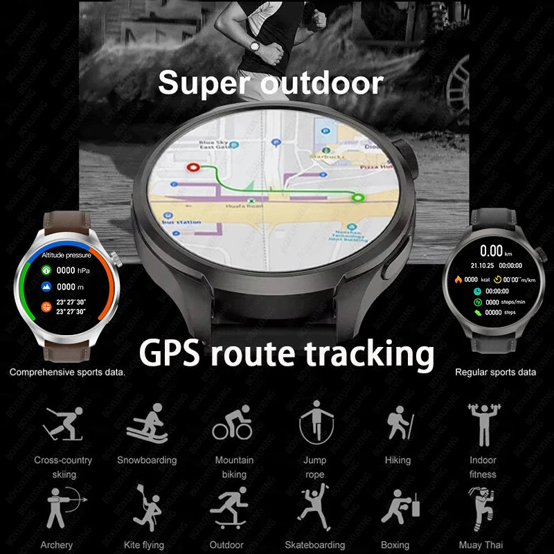 New 1.85"AMOLED HD Smart Watch Men GPS Outdoor Sports Compass Waterproof Watches NFC Health Monitor Bluetooth Call Smartwatch - Tasawoq