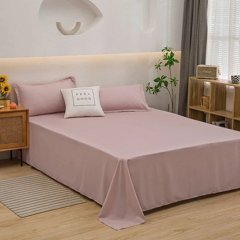 One Solid Color Simple Sheet Machine Washable Single Double Bed Linen Student Dormitory Sheet (pillowcase Not Included)