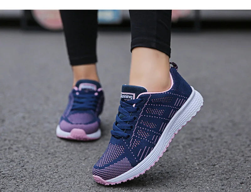 Women Casual Shoes Fashion Breathable Walking Mesh Flat Shoes Sneakers Women 2021 Gym Vulcanized Shoes White Female Footwear - Tasawoq