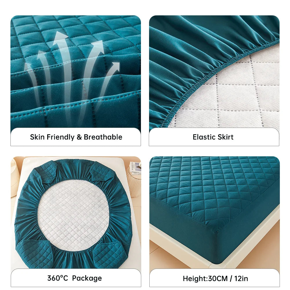 1pc 3D Air Fabric Thick Mattress Cover, 100% Waterproof Mattress Protector, Soft and Breathable Fitted Bed Sheet (No Pillowcase) - Tasawoq