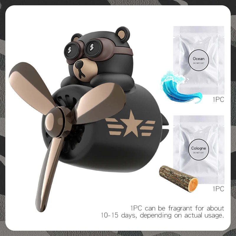 Rotating airplane pilot bear car air fresheners accessories interior decorations fan vent clips perfume fragrance diffuser aroma