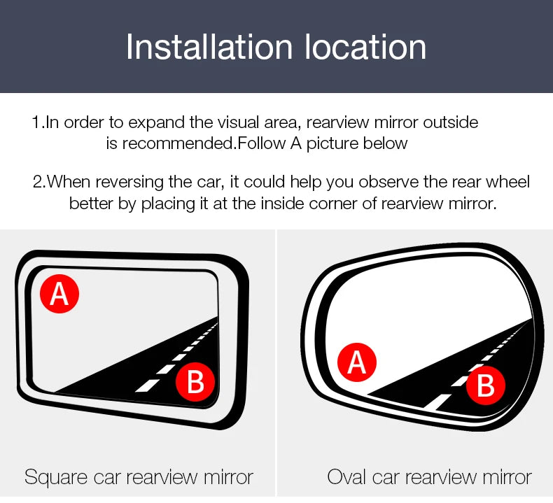 2pcs Blind Spot Mirror Car Rearview Mirror HD Adjustable-Degree Convex Glass Universal Car Assecories Broaden Horizons