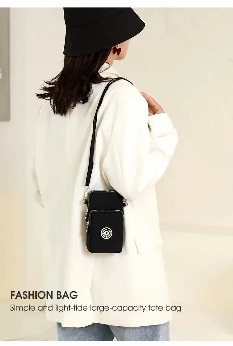 Portable Shoulder Bags Nylon Waterproof Women Mobile Phone Bags Mini Female Messenger Purse Lady Wallet Female CrossBody Bag - Tasawoq