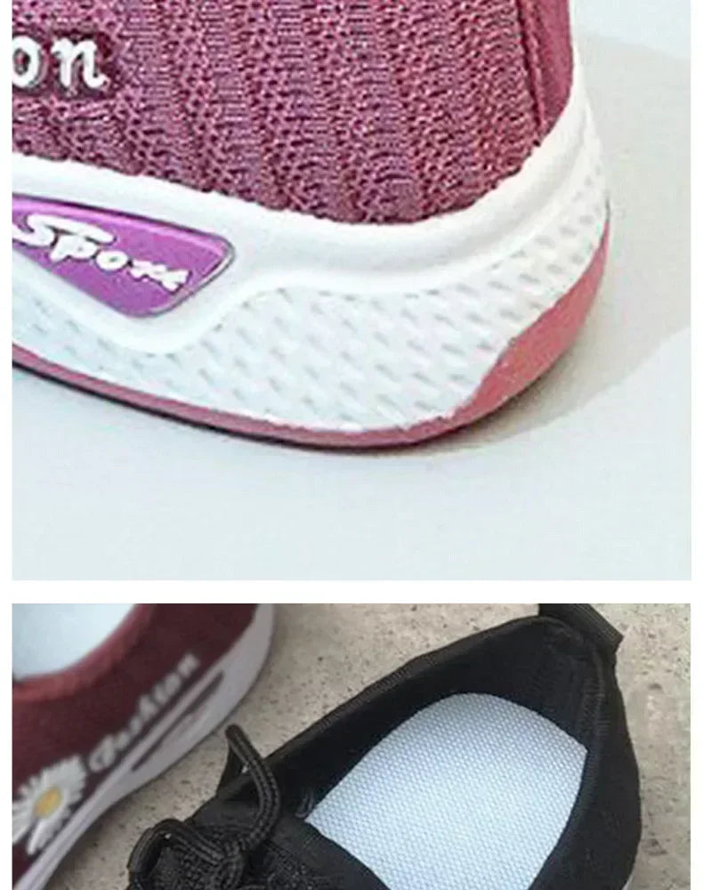 women's light running shoes Adult sneakers,net shoes, comfortable soft soled sneakers, women's breathable casual single shoes - Tasawoq
