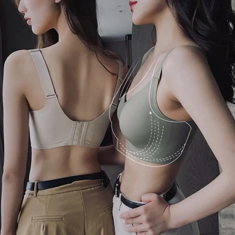 Seamless Bra Women Comfort Lingerie Sports Padded Tops Sexy Wireless Underwear Soft Support Bras Wide shoulder straps Intimates - Tasawoq