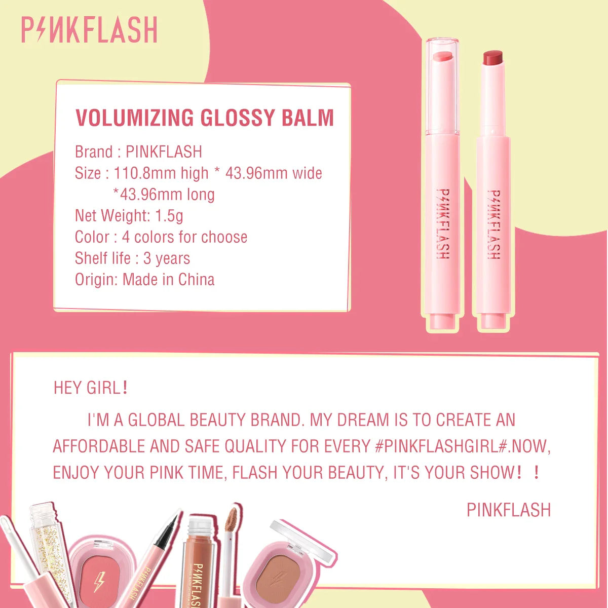PINKFLASH Dewyful Glossy Lip Balm Long-lasting Moisturizing Lip Glaze Non-stick Lip Tints Women Lips Liner Care Makeup Cosmetics - Tasawoq