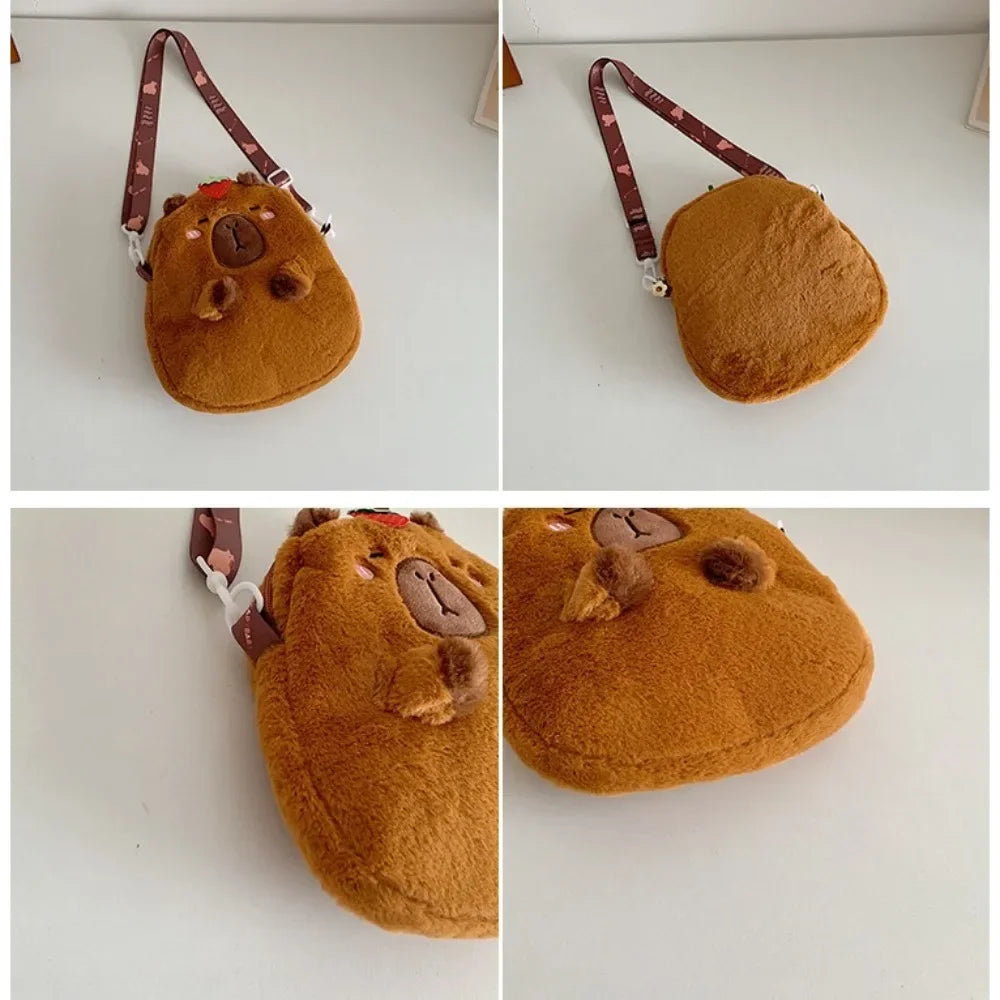 Large Capacity Capybara Plush Shoulder Bag Cartoon Capybara Handbag Unisex Capybara Handbag - Tasawoq