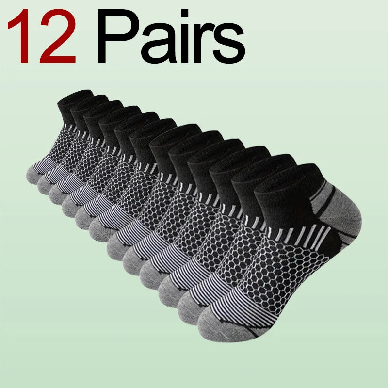 6/12 Pairs for Both Men Women Suitable Sports Low Top Socks Sweat Absorbing Breathable Thin Odor Proof Running Leisure Socks - Tasawoq