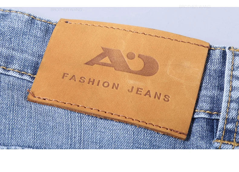 Spring Men's Light Blue Slim Jeans Stylish Casual Stretch Fabric Denim Pants Classic Trousers Smoke Gray - Tasawoq