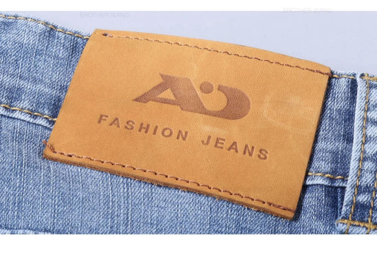 Spring Men's Light Blue Slim Jeans Stylish Casual Stretch Fabric Denim Pants Classic Trousers Smoke Gray - Tasawoq
