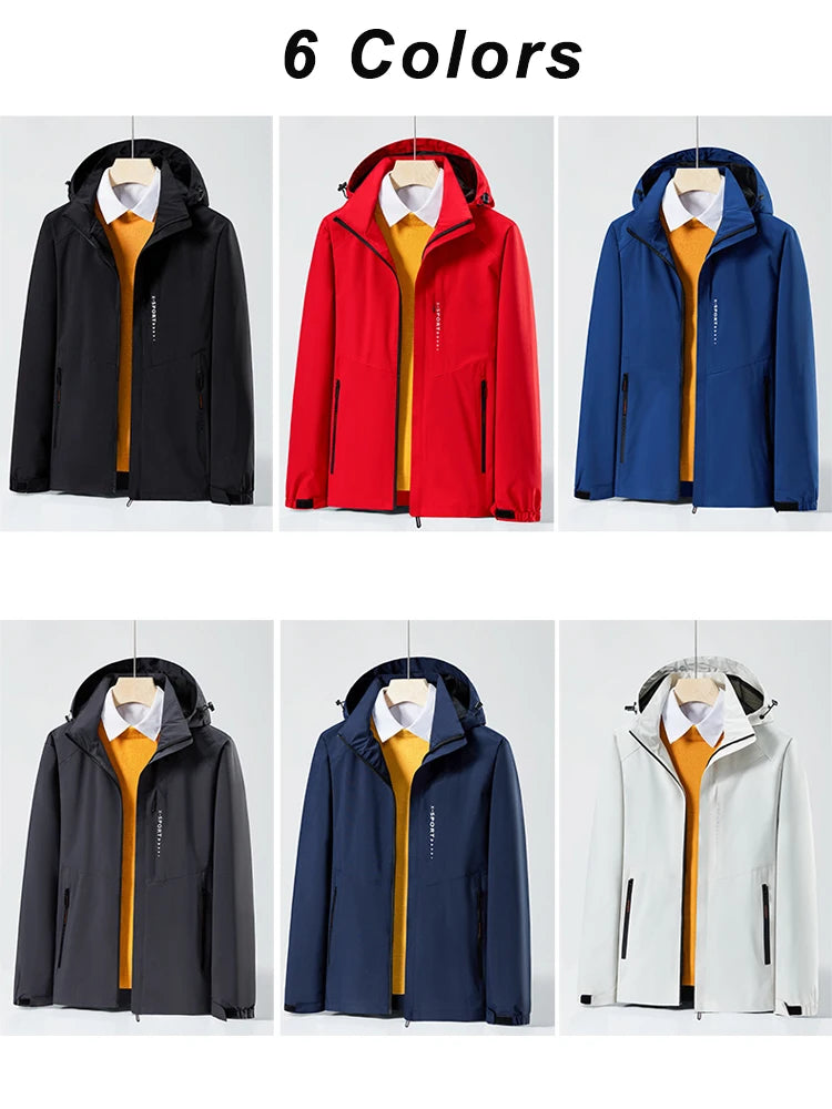 Spring Autumn Casual Jacket Men/Women Outdoor Waterproof and Windproof Hooded Windbreaker Coats - Tasawoq