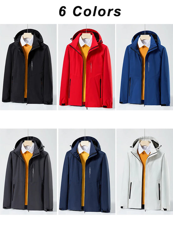 Spring Autumn Casual Jacket Men/Women Outdoor Waterproof and Windproof Hooded Windbreaker Coats - Tasawoq