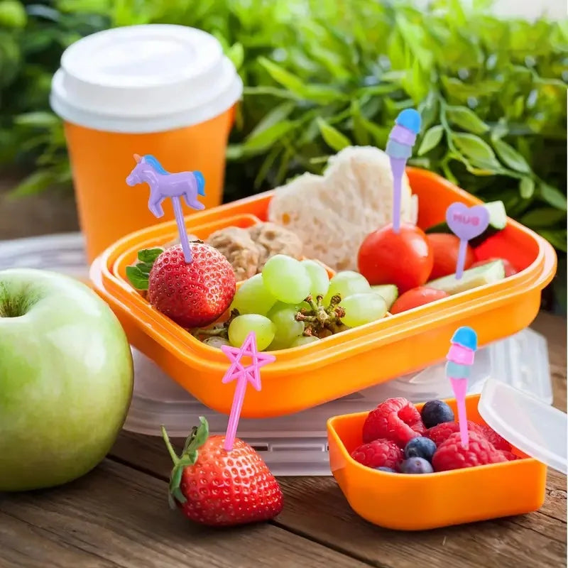 40 pcs Animal Fruit Food Picks, Bento Box Picks, Mini Cartoon Animal Food Toothpicks, Lunch Bento Forks Picks for Kids
