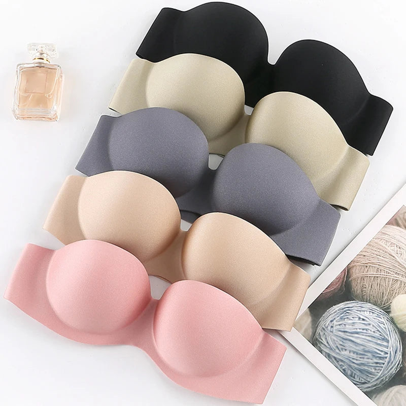 FINETOO Front Closure Sexy Push Up Bra Women Invisible Bras Underwear Lingerie For Female Brassiere Strapless Seamless Bralette - Tasawoq
