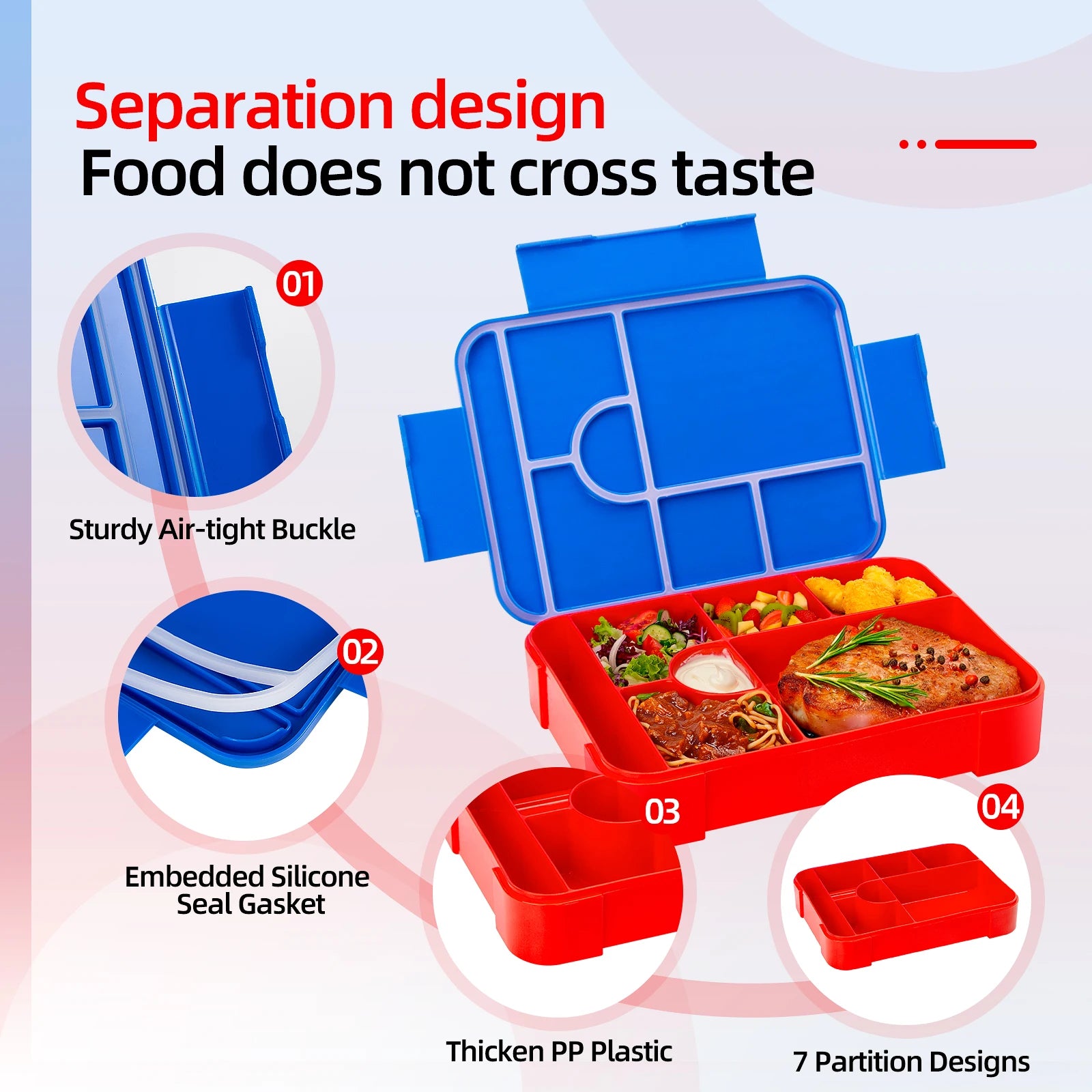 Adorable Pattern Kids Lunch Box Portable Divided Microwave Oven Bento Box Leakproof Food Container For back to school kitchen