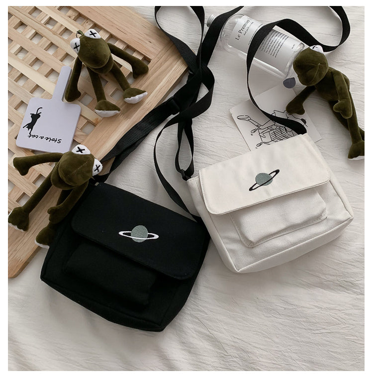 Casual Collage Student Messenger Bag Women Small Bag Canvas Shoulder Bag For Women Print Crossbody Bags Bolsas Sac - Tasawoq