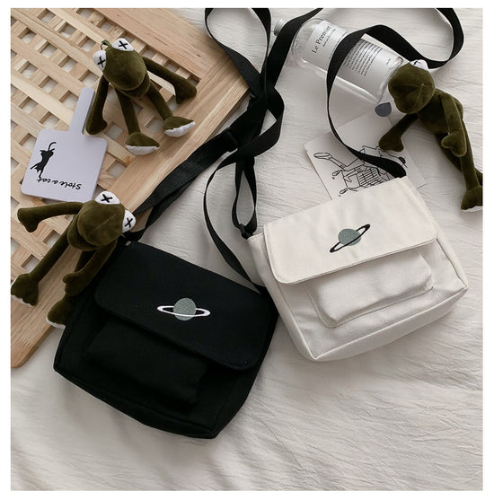 Casual Collage Student Messenger Bag Women Small Bag Canvas Shoulder Bag For Women Print Crossbody Bags Bolsas Sac - Tasawoq