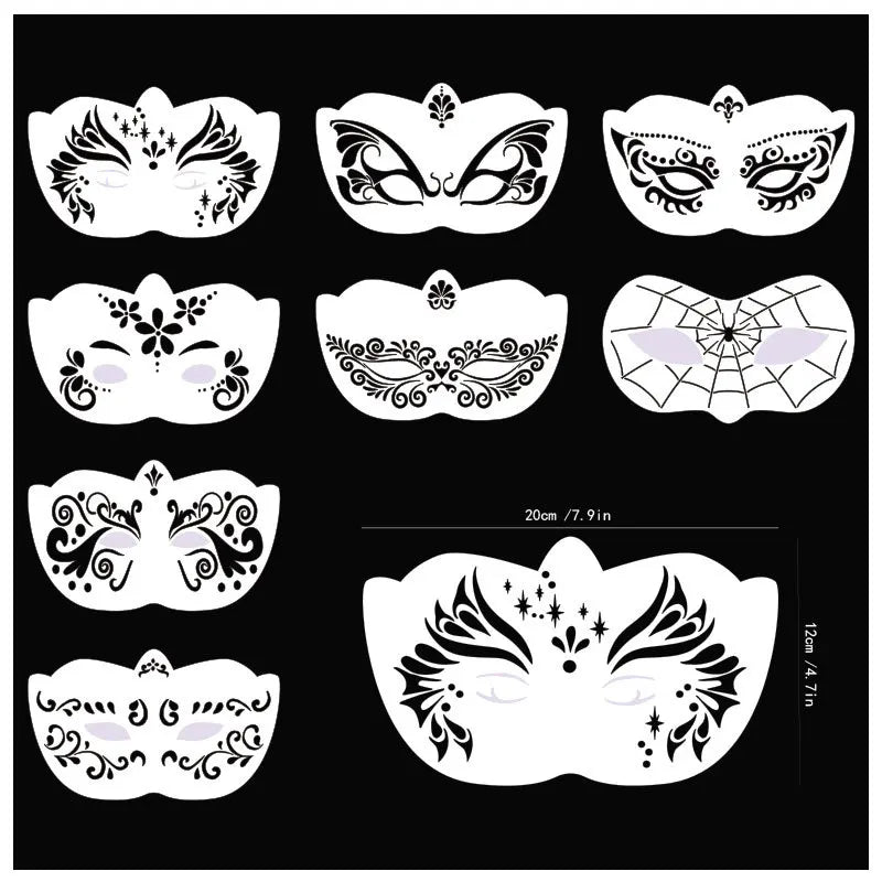 Face Paint Stencils Professional Body Art Paint Stencils Reusable For Adults Kids Easily Use Templates For Parties Makeup Tools - Tasawoq
