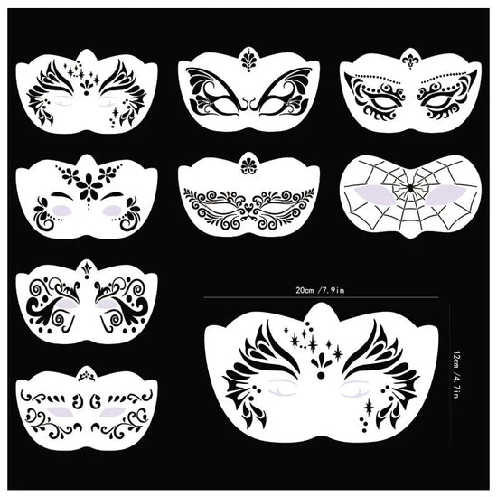 Face Paint Stencils Professional Body Art Paint Stencils Reusable For Adults Kids Easily Use Templates For Parties Makeup Tools - Tasawoq