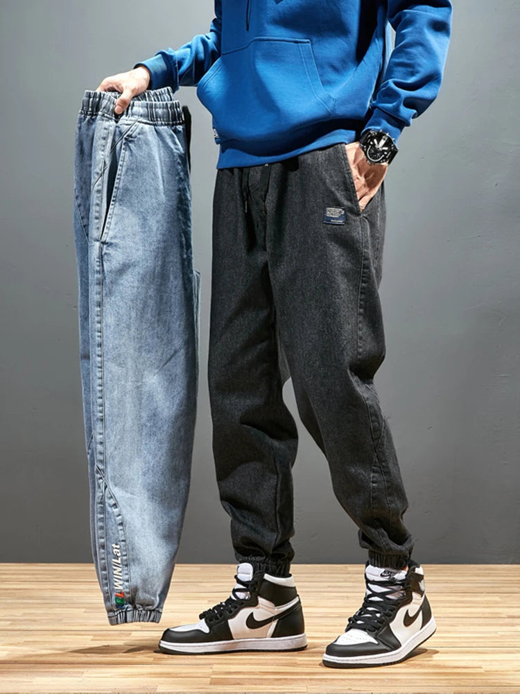 Big Size Men's Jogger Jeans 6XL 7XL 8XL Streetwear Black Blue Casual Denim Cargo Pants Stretch Cotton Taper Jeans Baggy Trousers - Tasawoq
