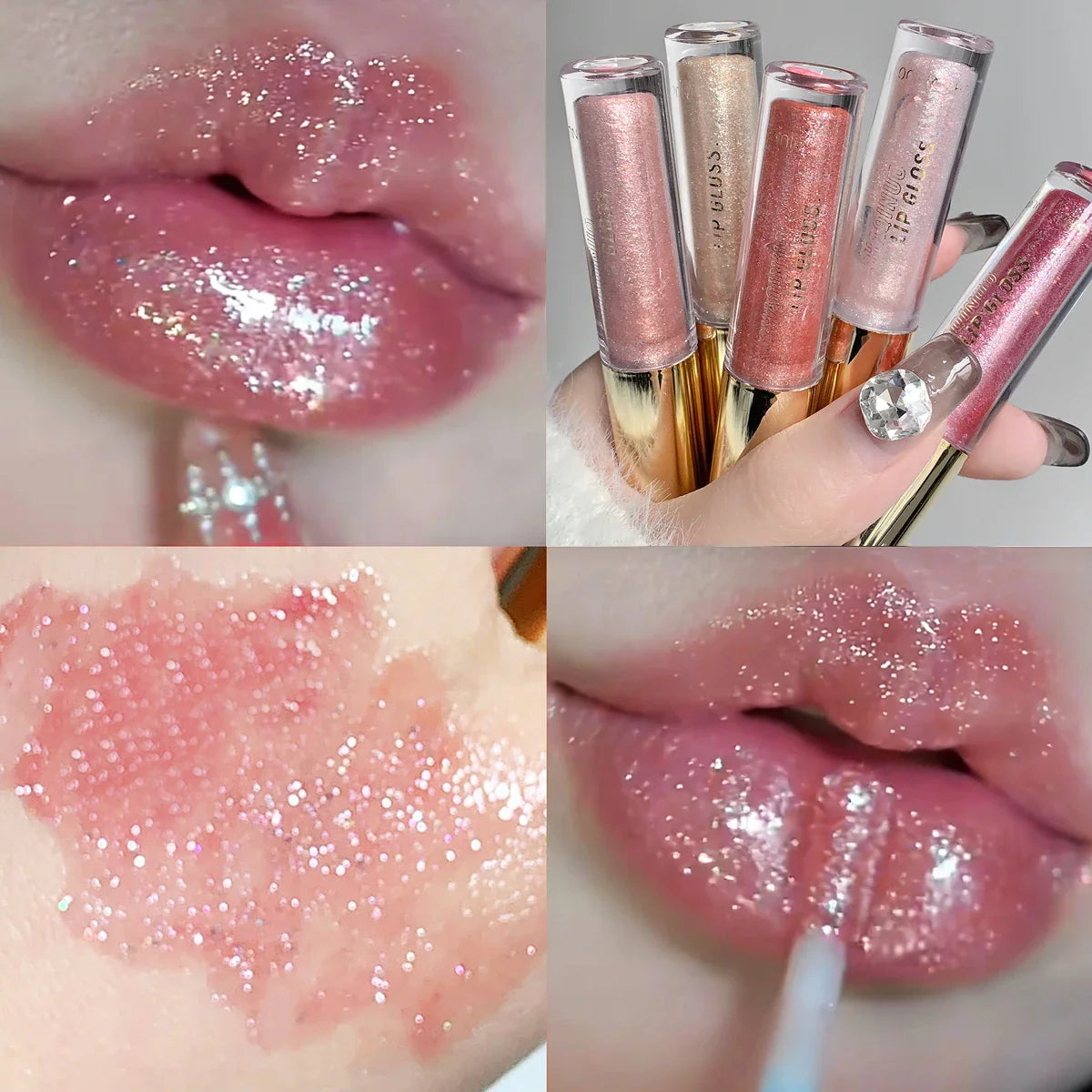 Moisturizing, plump and sparkling lip gloss, water-glossy mirror lip glaze, moisturizing and moisturizing lip oil for pouty lips - Tasawoq