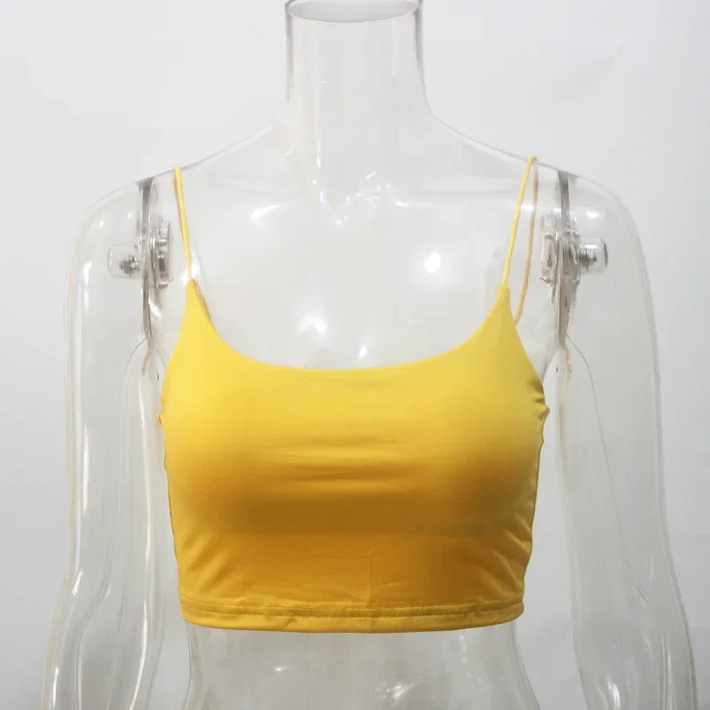 Sexy Sleeveless Vest Corset Crop Top Women Aesthetic Clothing Summer Y2k Streetwear White Black Yellow Red Tank Top for Womens - Tasawoq