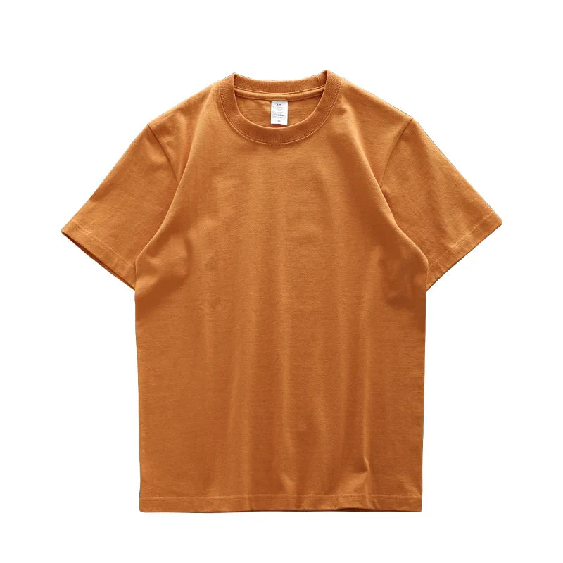 Dukeen 280gsm Oversized Heavy T-Shirt for Men Summer Short Sleeve Tee Cotton Solid Color Top Casual T Shirts One Piece - Tasawoq