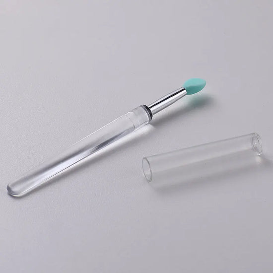 1/3/5pcs Flat Silicone Applicator Sticks Reusable Lip Brush With Cover For Dust Prevention Silicone Nail Powder Applying Tools - Tasawoq