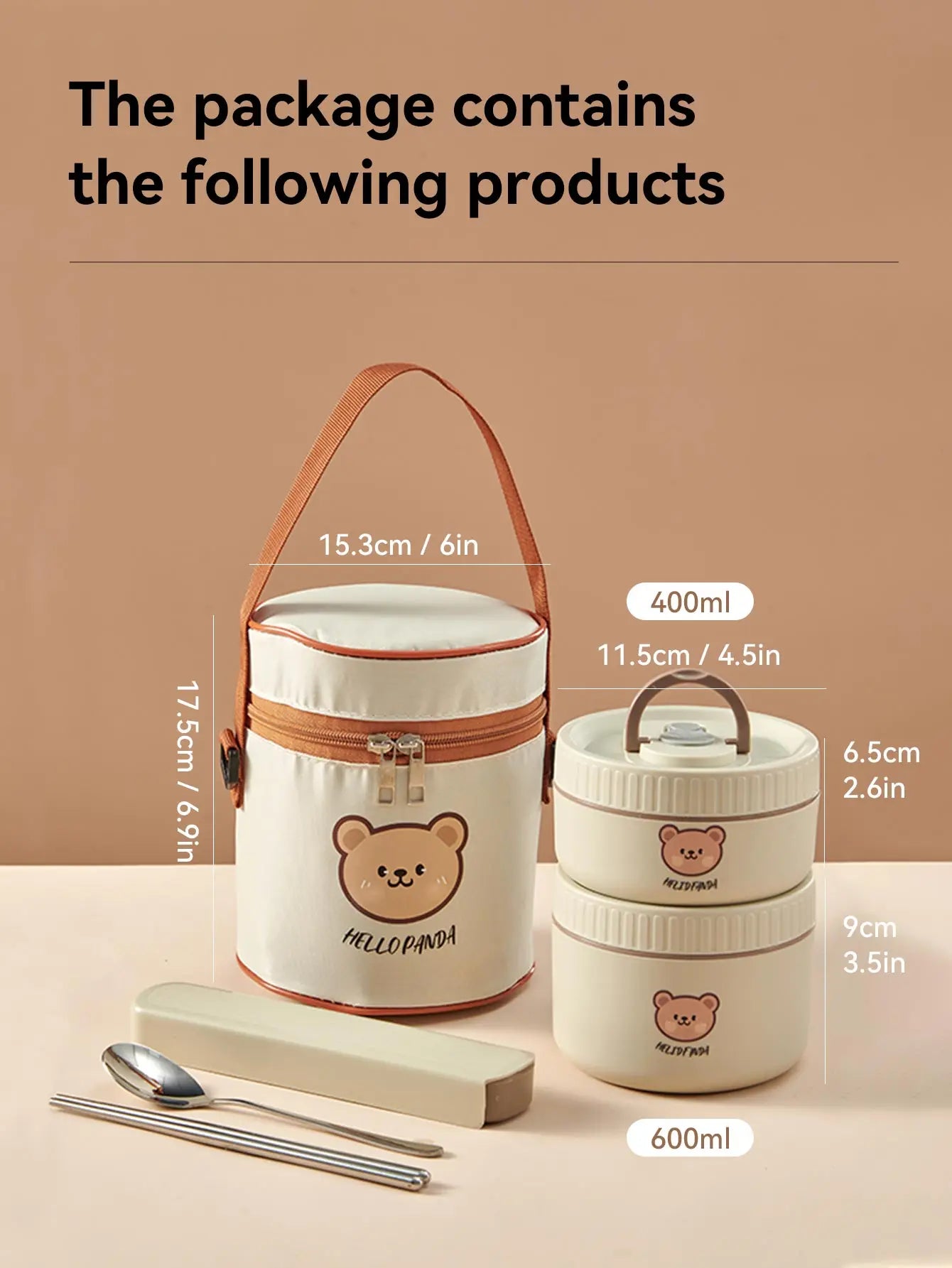 WORTHBUY Cute Bear 304 Stainless Steel Thermal Lunch Box For Kids Adults Portable Microwave Bento Box Leak Proof Food Container