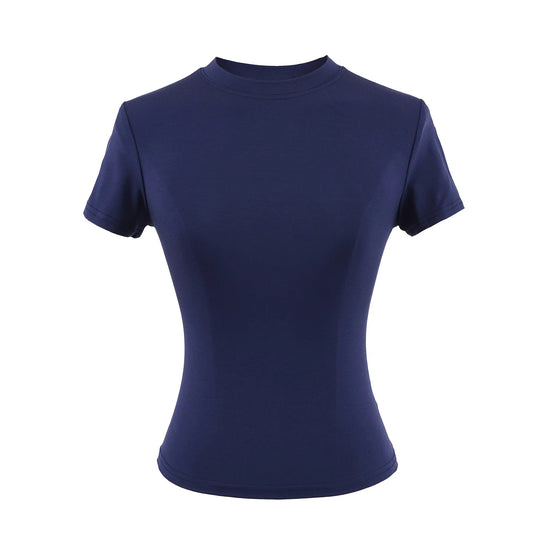 2024 New High Quality Casual T shirt Sexy Slim Short Sleeves Fashion Trend Solid Women Clothing y2k Tops - Tasawoq