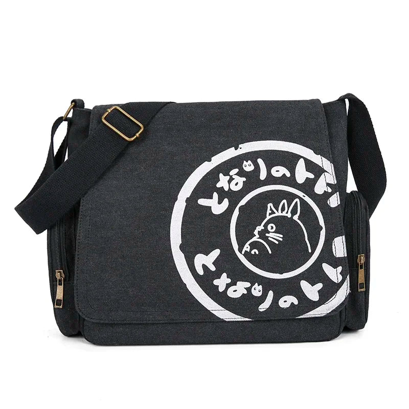Vintage Cartoon Women Canvas Messenger Bag Large Capacity Tote Bag Women Shoulder Handbag - Tasawoq