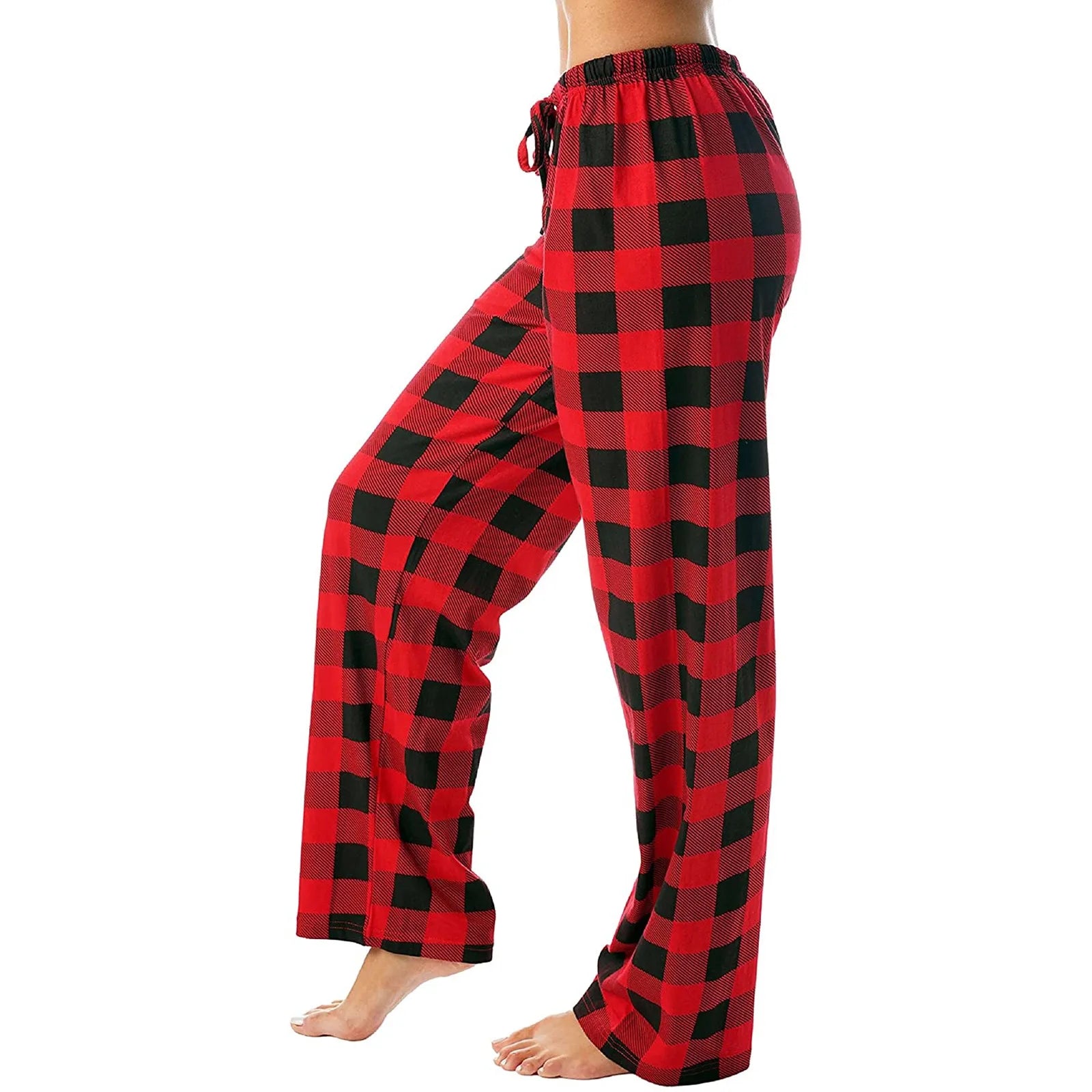 Women Christmas Pajama pants Autumn Winter Plaid Printed Pants Fashion Casual Wide Leg Pants Clothing Streetwear - Tasawoq