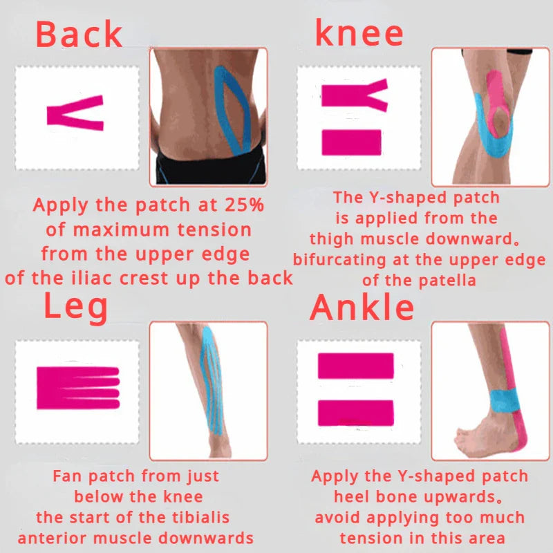 Sports Waterproof Kinesiology Tape Stickers Athletic Bandage Muscle Recovery Protector Strapping Pain Relief Tennis Gym - Tasawoq