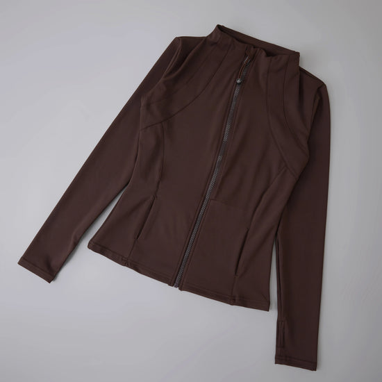 New yoga wear ladies coat round high elastic loose exercise yoga fitness long sleeve stand-up collar yoga tops - Tasawoq