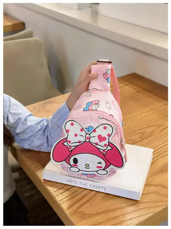 Kawaii Sanrio Hello Kitty Chest Bag Crossbody Bags Kuromi My Melody Cinnamoroll Messenger Shoulder Handbag for Women Toys Girls - Tasawoq
