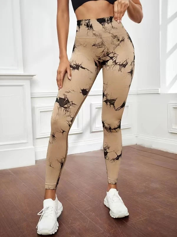 Tie Dye Yoga Pants Sport Leggings Women Seamless High Waist Push Up Woman Tights Fitness Workout Leggins Gym Clothing 2023 New - Tasawoq