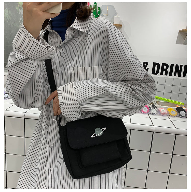 Casual Collage Student Messenger Bag Women Small Bag Canvas Shoulder Bag For Women Print Crossbody Bags Bolsas Sac - Tasawoq