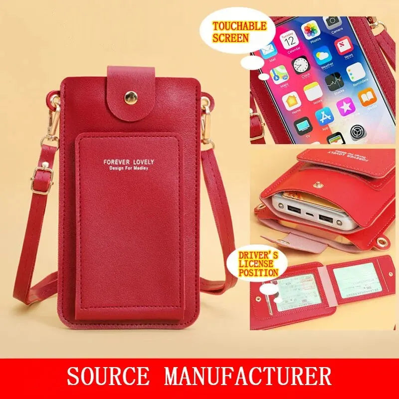 Women Bags Soft Leather Wallets Touch Screen Cell Phone Purse Crossbody Shoulder Strap Handbag for Female Cheap Women's Bags - Tasawoq