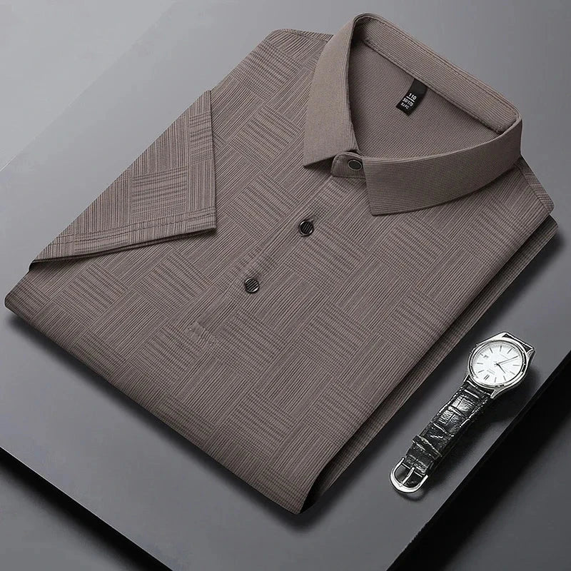 2024 Men's New Printed Business Casual Short sleeved POLO Shirt Fashion Short sleeved Comfortable and Breathable Top - Tasawoq
