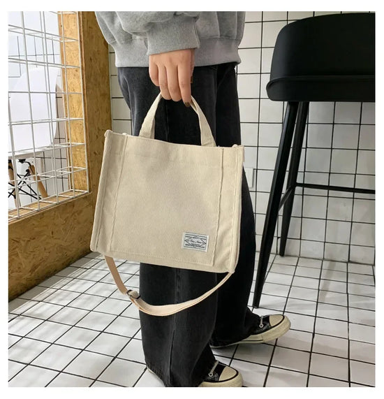Women Handbag Simple Corduroy Portable Large Capacity HandBag Ins Fashion Trend Small Square Handbag Single Shoulder Bags - Tasawoq