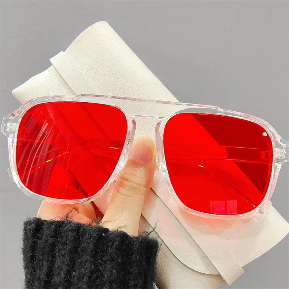 2024 New Fashion Men Sunglasses Oversized Frame Women Anti-blue Light Transparent Glasses UV400 Eyewear Flat Mirror Eyeglass - Tasawoq