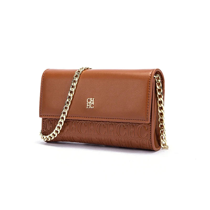 CHCH Women's Shoulder Bag New Magnetic Flip Chain Bag Brown Small Square Bag Wallet - Tasawoq