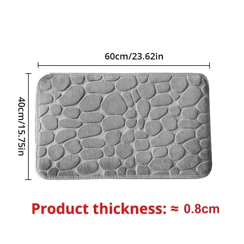1pc embossed fiber carpet, bathroom living room anti slip mat, pebble floor mat, household items - Tasawoq