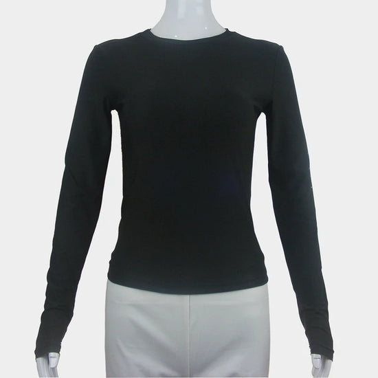 Woman Clothing Long Sleeve T-shirt Slim Fit Tops Female O-Neck Knitted Close-fitting Tee Shirt Street Wear 2024 New 2408 - Tasawoq