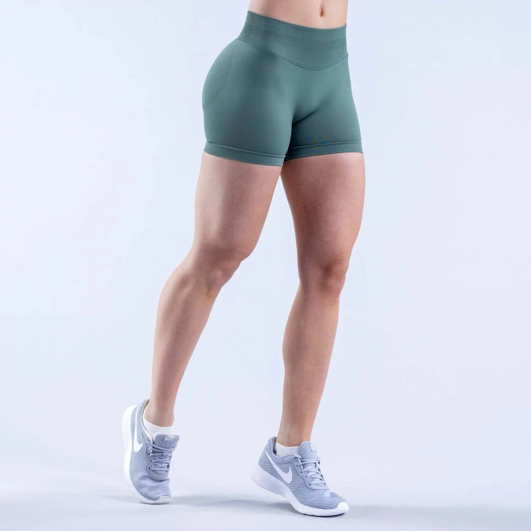 NCLAGEN Women Low Rise Impact Shorts Sports Workout Gym Running Seamless Leggings Scrunch Booty Hip Lifting Yoga Biker Shorts - Tasawoq