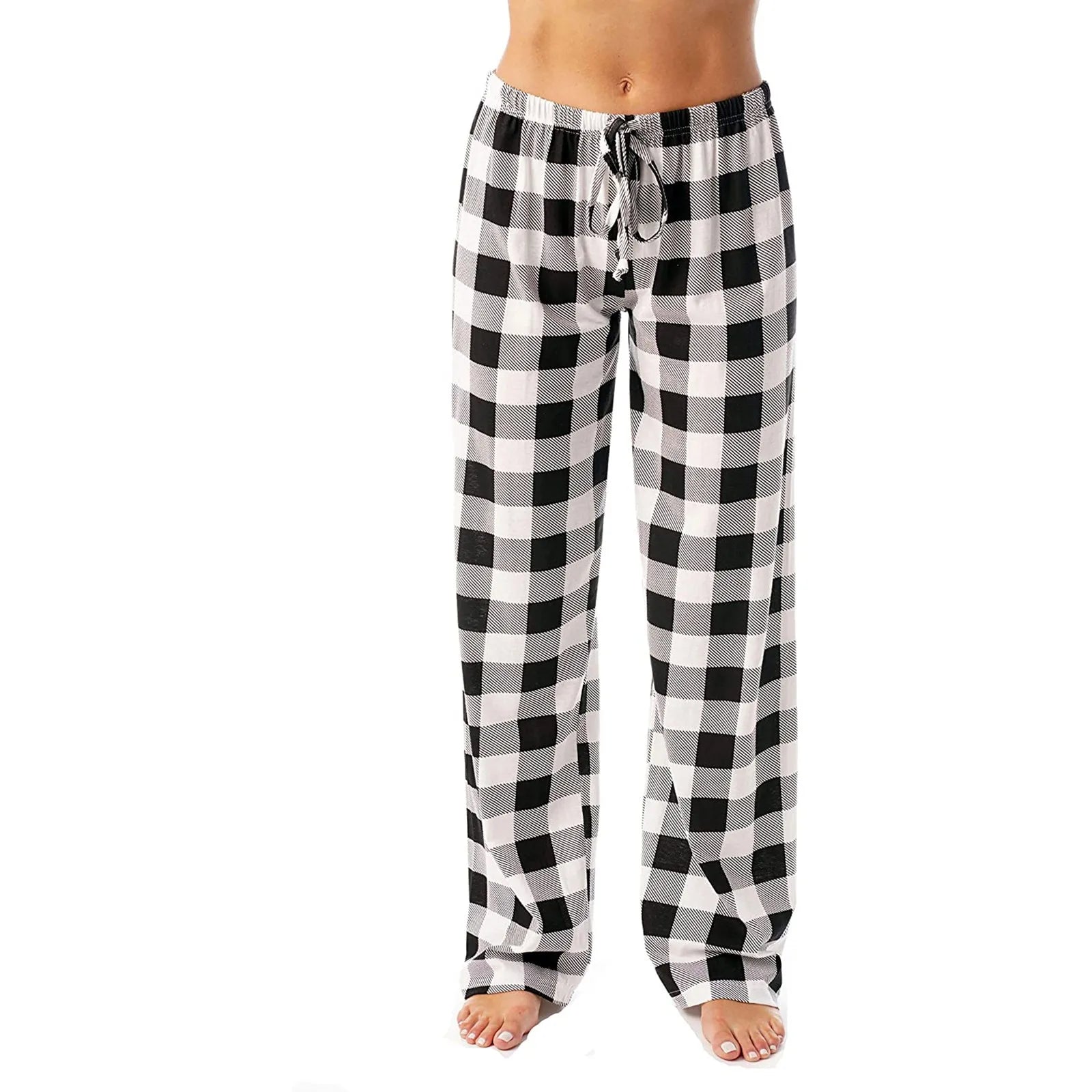 Women Christmas Pajama pants Autumn Winter Plaid Printed Pants Fashion Casual Wide Leg Pants Clothing Streetwear - Tasawoq