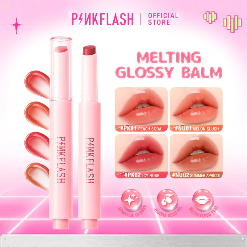 PINKFLASH Dewyful Glossy Lip Balm Long-lasting Moisturizing Lip Glaze Non-stick Lip Tints Women Lips Liner Care Makeup Cosmetics - Tasawoq